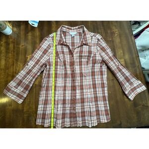 Christopher Banks Women's Multicolor Button Up Crinkle Top Shirt Blouse Sz Large